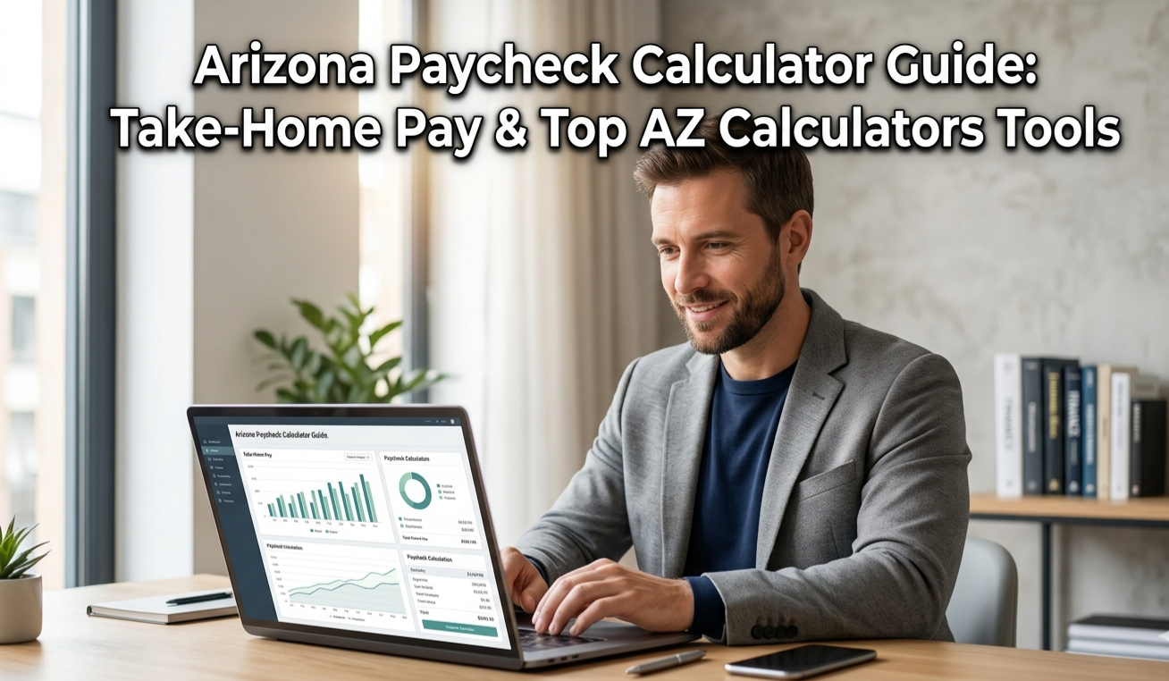 Arizona paycheck calculator on a digital productivity dashboard with payroll analytics and income tracking tools
