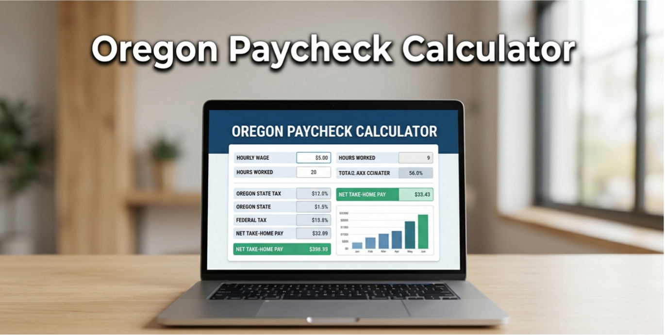 Digital productivity dashboard using Oregon Paycheck Calculator for salary and tax breakdown