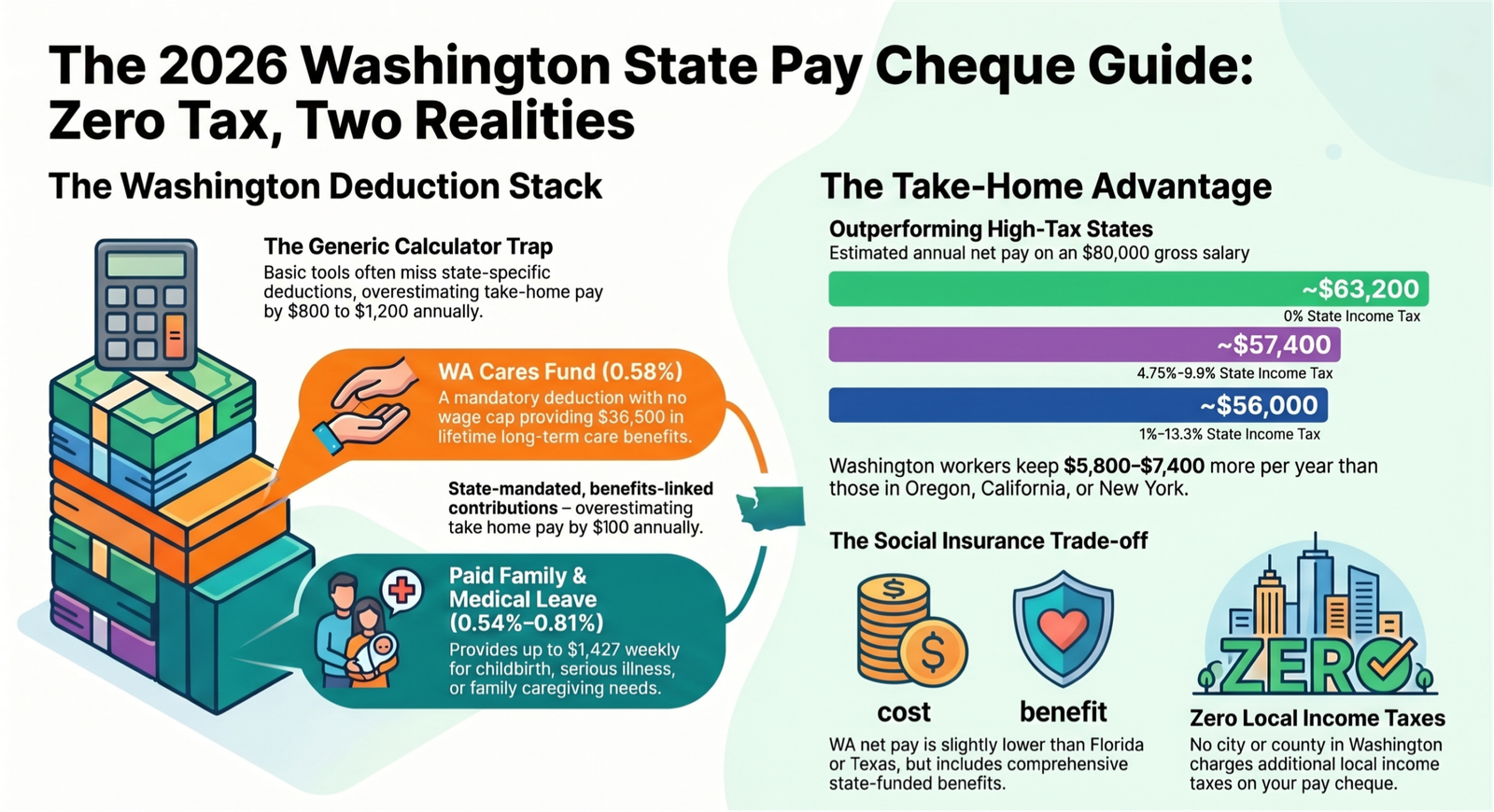 Digital salary breakdown dashboard using Washington State Paycheck Calculator