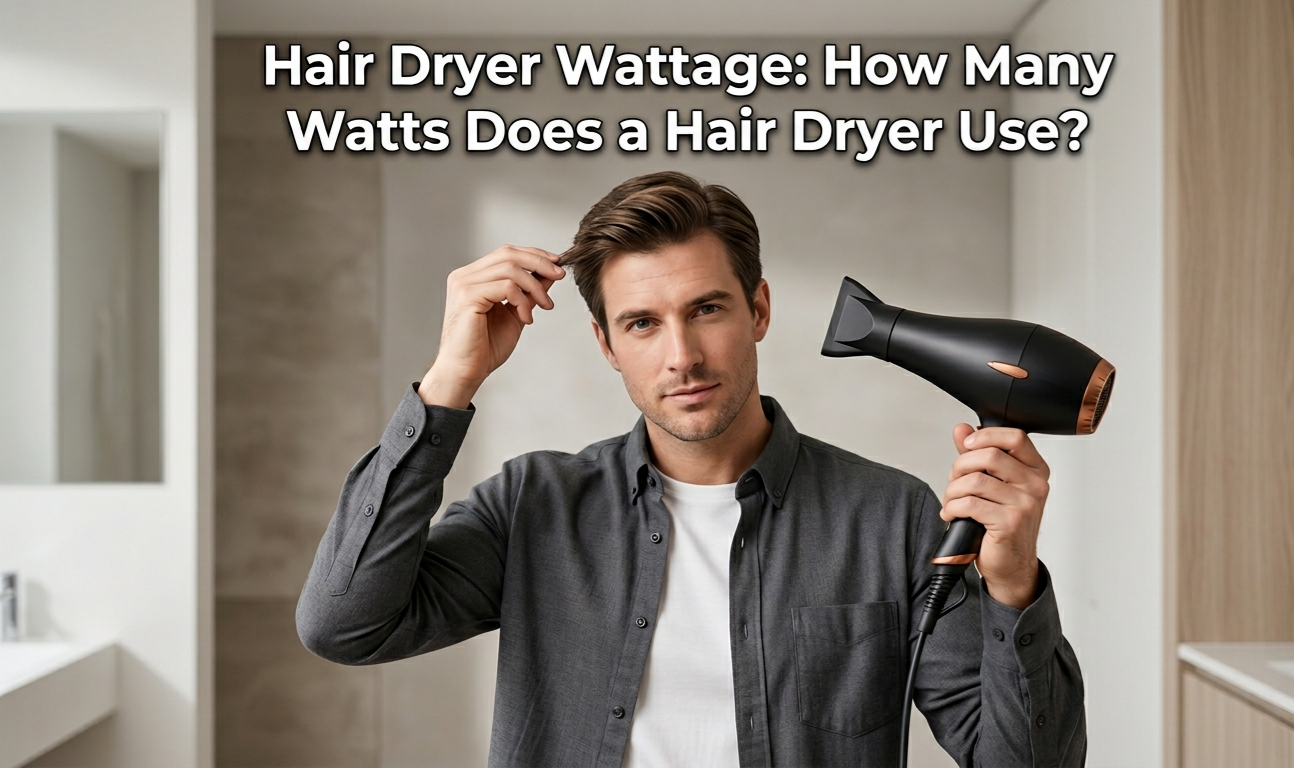 Hair dryer displaying Hair Dryer Wattage and energy usage information