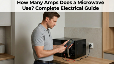 Microwave oven in a kitchen illustrating How Many Amps Does a Microwave Use