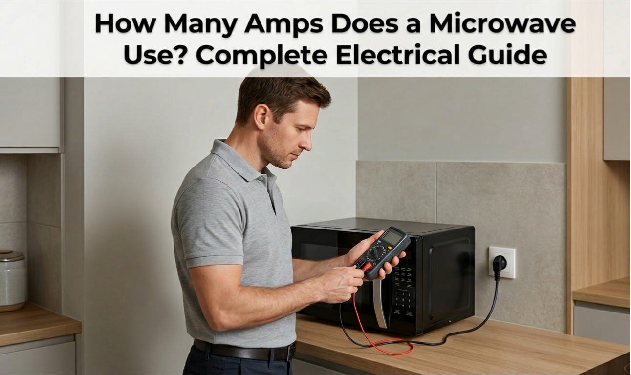 Microwave oven in a kitchen illustrating How Many Amps Does a Microwave Use