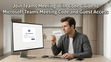 Join Teams Meeting With Code screen showing a user entering a meeting ID and access code
