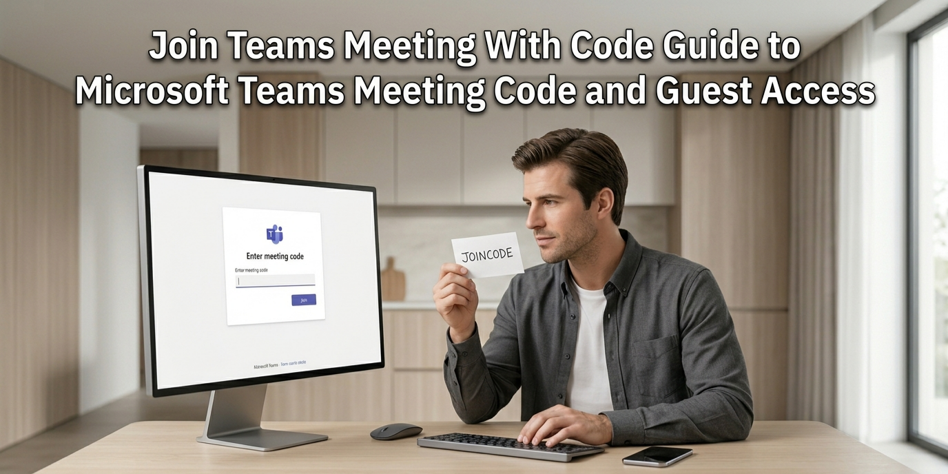 Join Teams Meeting With Code screen showing a user entering a meeting ID and access code
