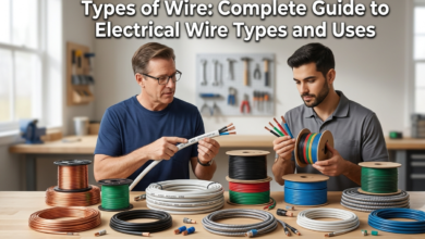 Various electrical cables on a workbench showing different Types of Wire for wiring applications